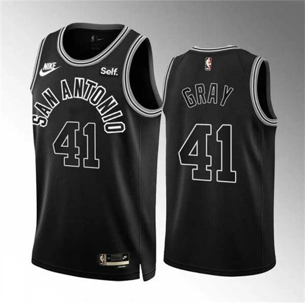 Mens San Antonio Spurs #41 Raiquan Gray 2022-23 Black Classic Edition Stitched Basketball Jersey Dzhi->san antonio spurs->NBA Jersey